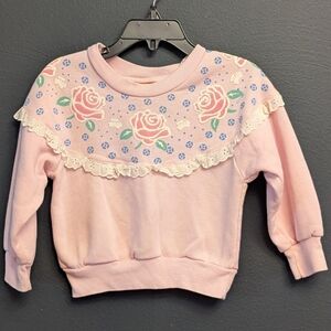 Vintage 90s JC Penney Floral Pink Kids Sweatshirt